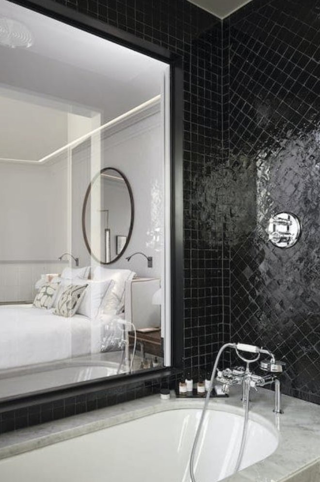 Zellige negro en baño de suite, Le Roch Hôtel & Spa, París